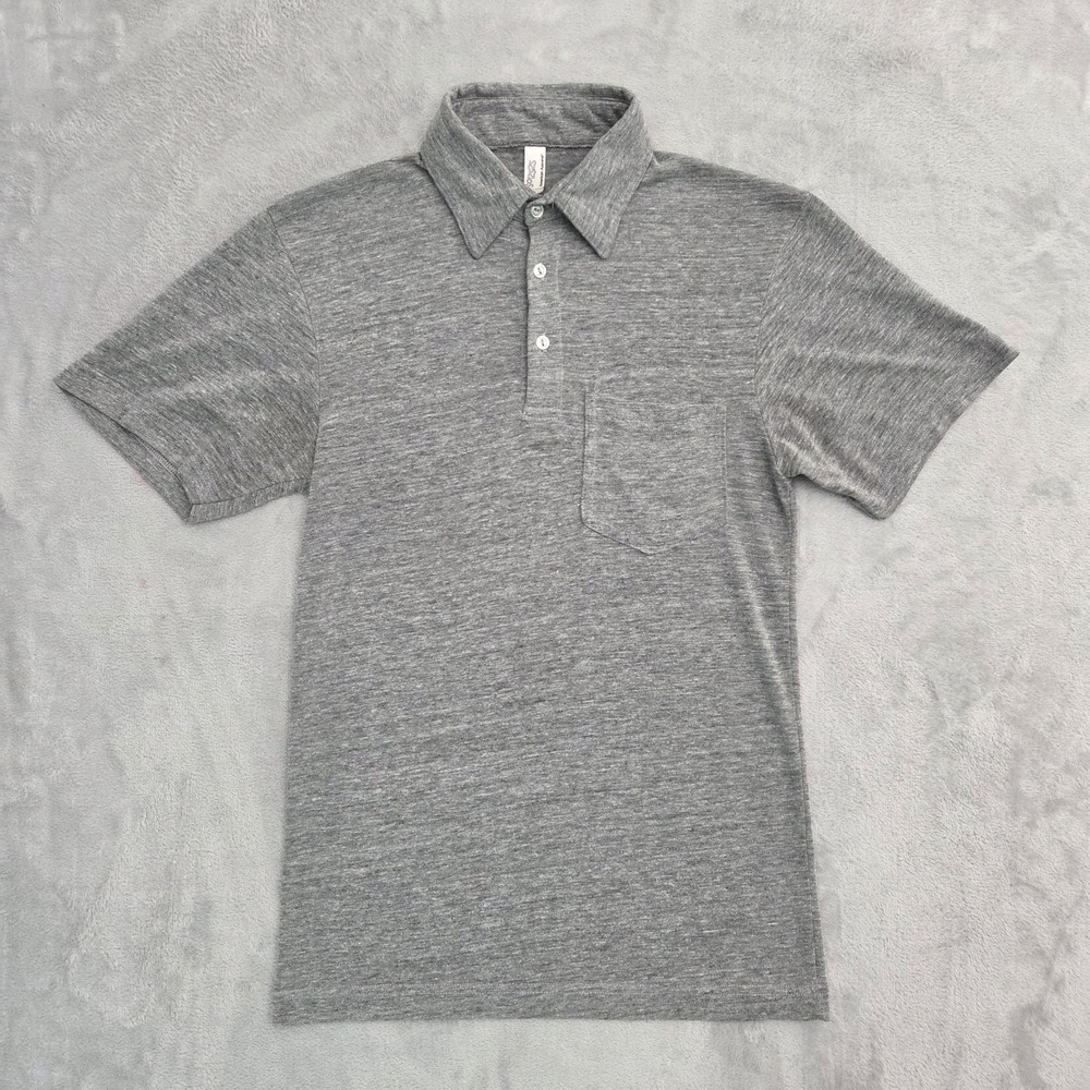 American Apparel 50/25/25 Polo Pocket Mens XS VTG Y2K Indie Heathered Made In LA